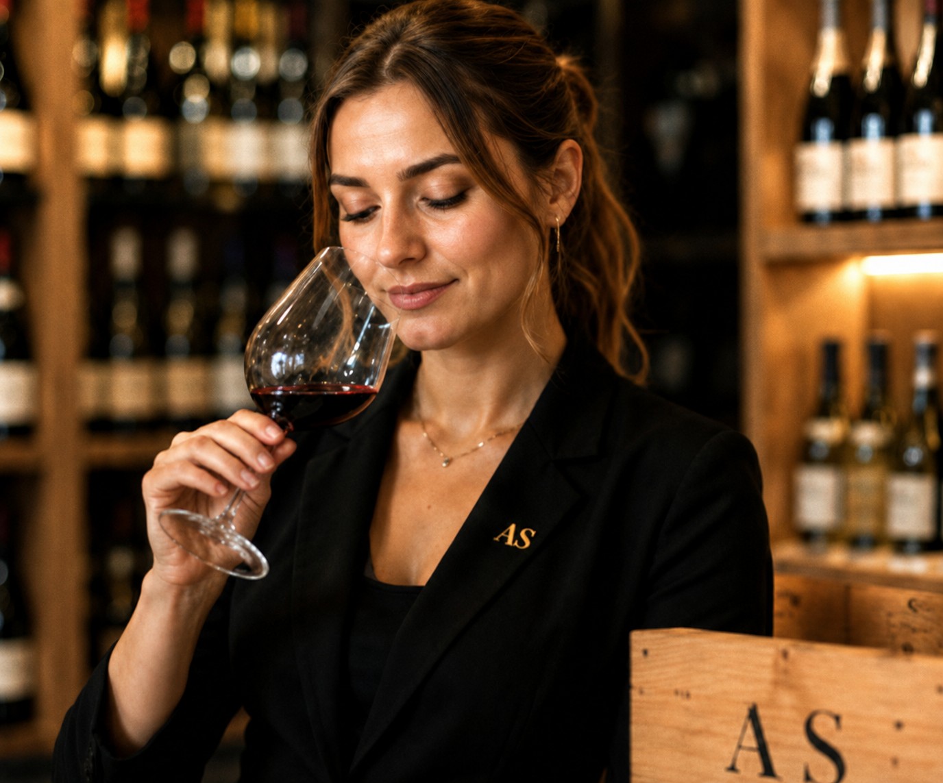 Alessandra Scott dégustant un vin